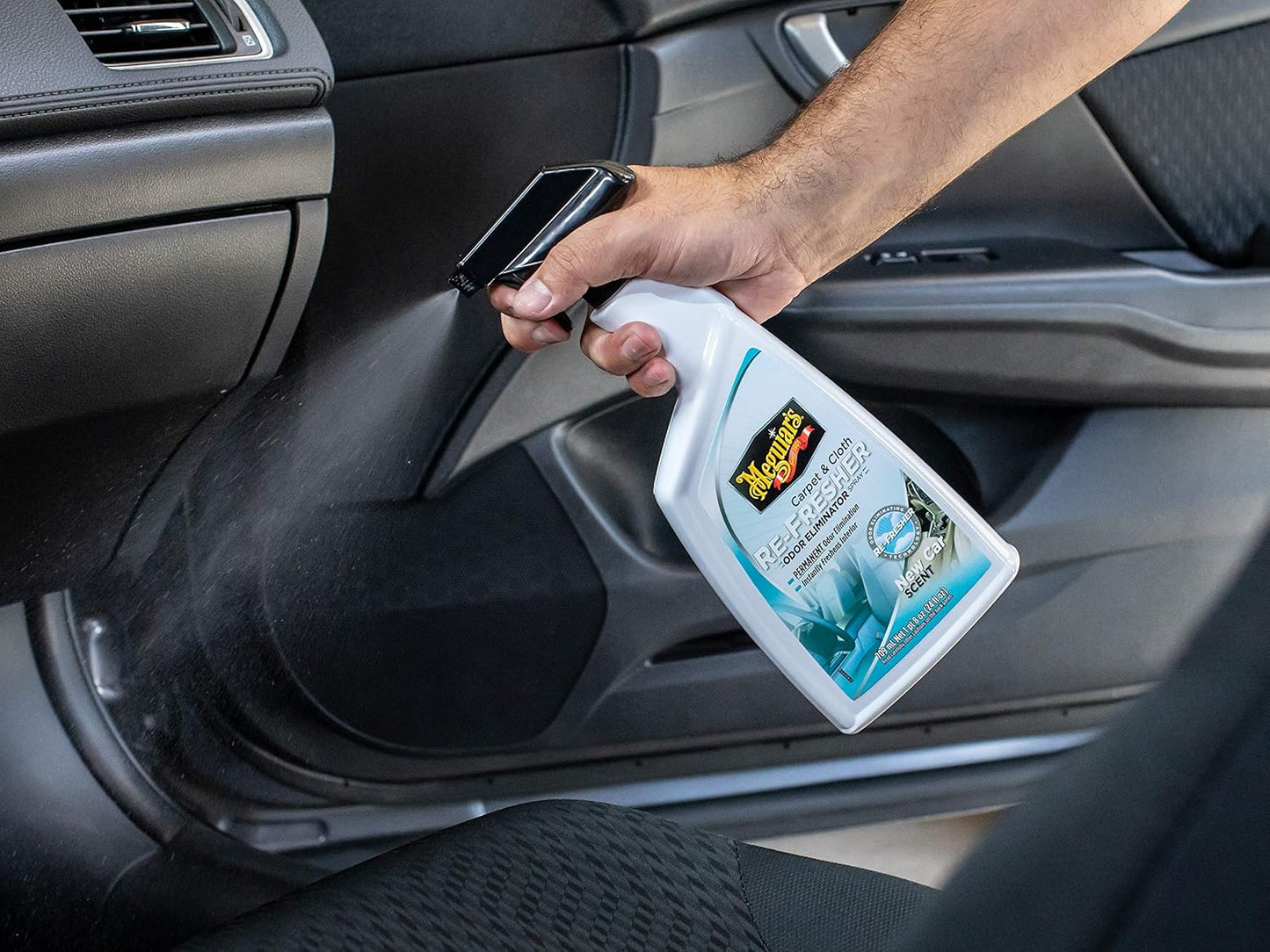 Meguiar's Carpet & Cloth Re-Fresher Odor Eliminator Spray - Interior Fabric Odor Eliminator - Permanently Eliminates Odors & Freshens Fabrics in your Car, Easy to Use Trigger Spray, 24 Oz